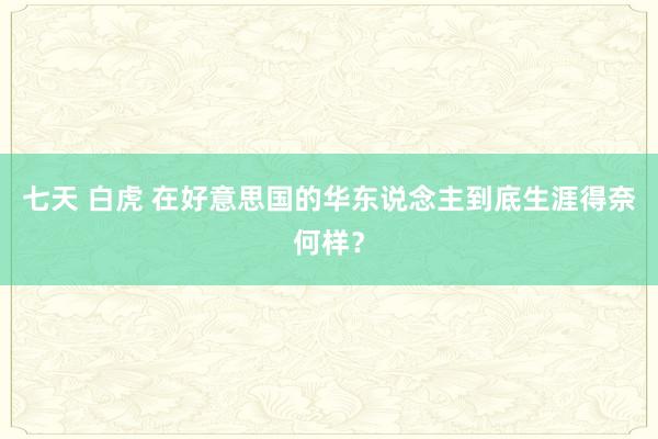 七天 白虎 在好意思国的华东说念主到底生涯得奈何样？