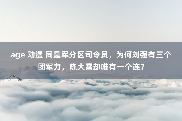age 动漫 同是军分区司令员，为何刘强有三个团军力，陈大雷却唯有一个连？