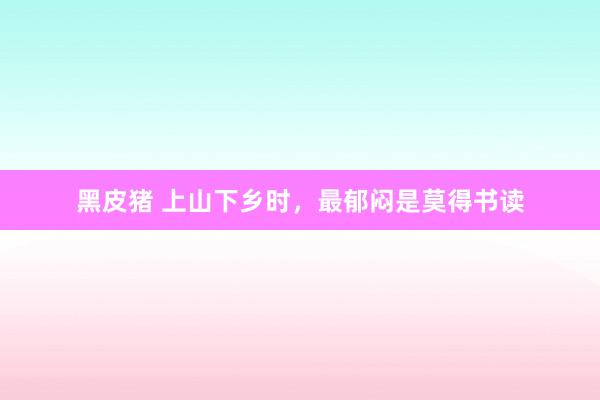 黑皮猪 上山下乡时，最郁闷是莫得书读