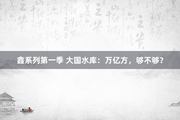鑫系列第一季 大国水库：万亿方，够不够？