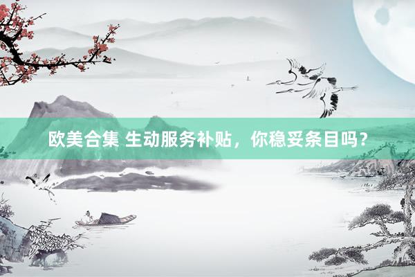 欧美合集 生动服务补贴，你稳妥条目吗？