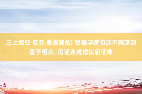 三上悠亚 肛交 要紧破裂! 物理学家初次不雅测到量子相变, 见证弗成想议新征象