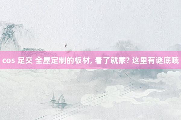 cos 足交 全屋定制的板材, 看了就蒙? 这里有谜底哦