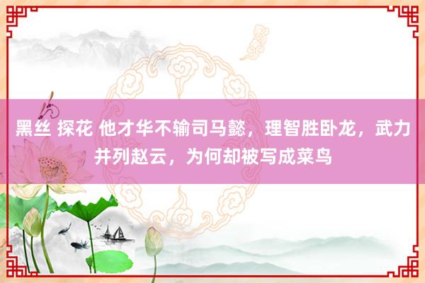 黑丝 探花 他才华不输司马懿，理智胜卧龙，武力并列赵云，为何却被写成菜鸟
