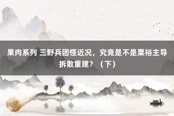 果肉系列 三野兵团怪近况，究竟是不是粟裕主导拆散重建？（下）