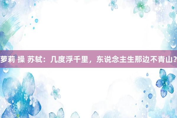 萝莉 操 苏轼：几度浮千里，东说念主生那边不青山？