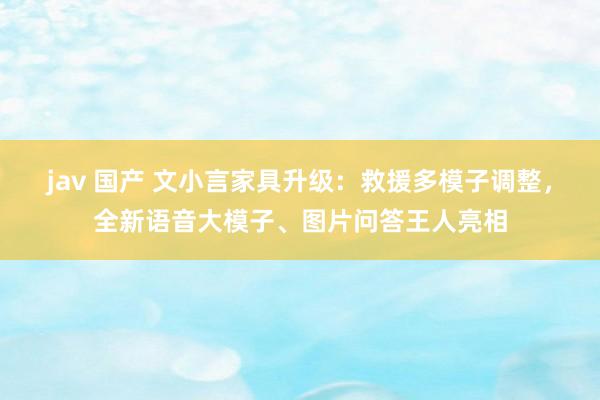 jav 国产 文小言家具升级：救援多模子调整，全新语音大模子、图片问答王人亮相